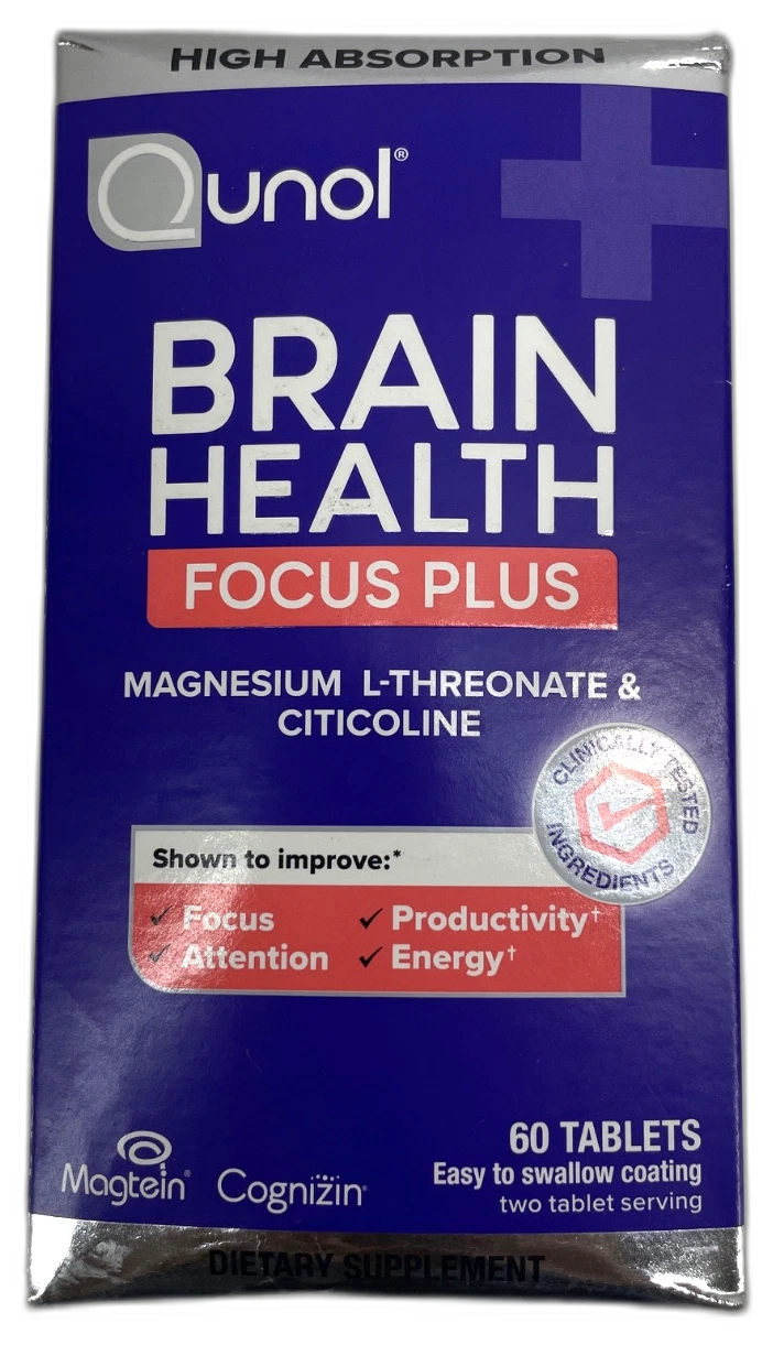 Qunol Brain Health Focus Plus Magnesium 180 Total Exp 02/27 Pack of 3 New