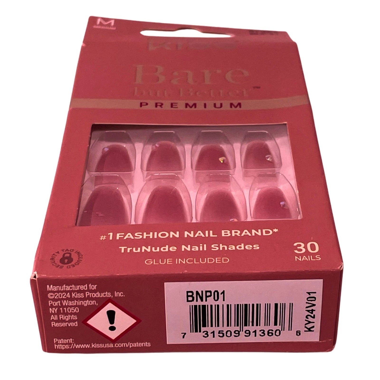 KISS Bare but Better Premium Nails BNP01 Medium Nude Pink Rhinestones 2 Pack