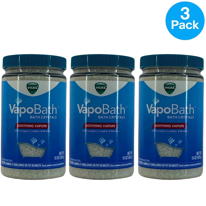 Vicks VapoBath Bath Crystals Soothing Vapors 15 oz 3 Pack New
