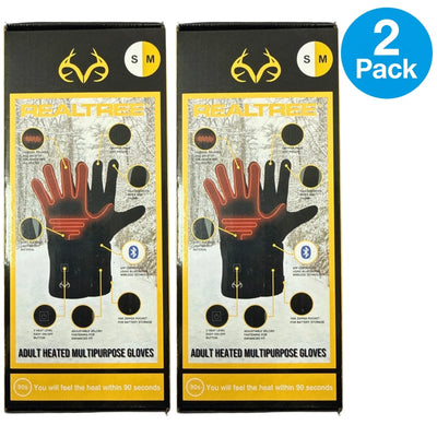 Realtree Adult Heated Multipurpose Gloves S/M Bluetooth 2 Pack New