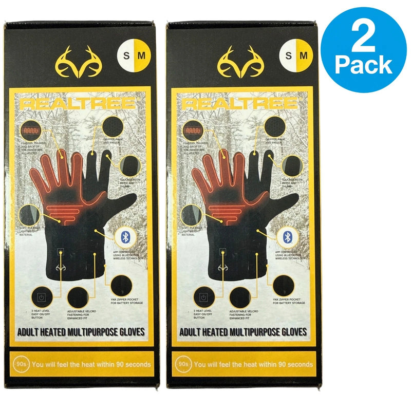 Realtree Adult Heated Multipurpose Gloves S/M Bluetooth 2 Pack New