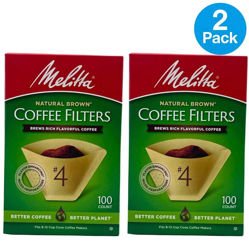 Melitta Natural Brown #4 Cone Coffee Filters Brews Rich Flavorful Coffee 100 Cou