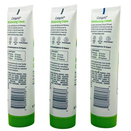 Cetaphil Moisturizing Cream 3oz Tubes for Dry Skin 3 Pack New 3