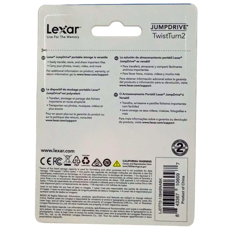 Lexar JumpDrive TwistTurn2 128GB USB 2.0 Flash Drive Swivel 4 Pack New