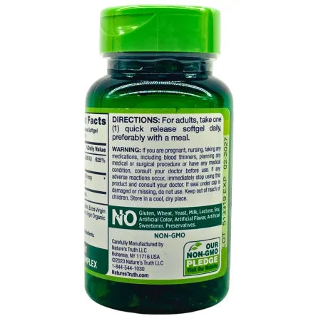 Nature’s Truth K-2 MK-7 100 mcg + D3 5000 IU 50 Softgels – 2 Pack-02/2027 – New 3