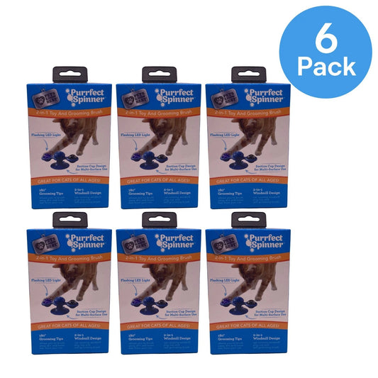 Purrfect Spinner LED Cat Toy Grooming Brush 6 Pack by Pets Know Best