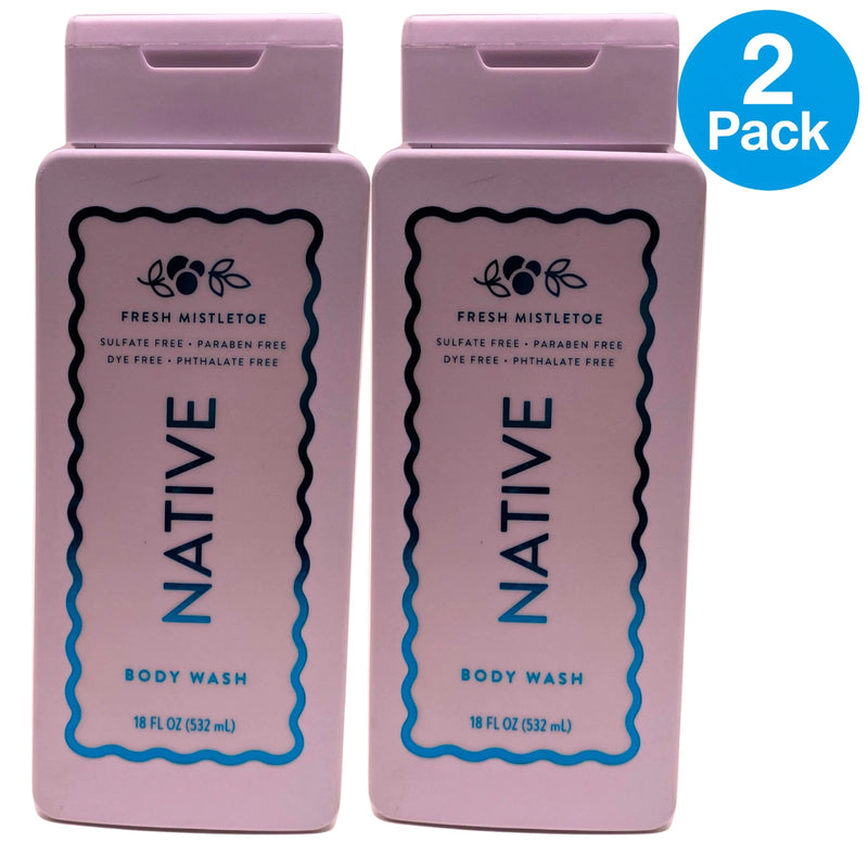 Native Fresh Mistletoe Holiday Naturally Derived Body Wash 18 fl oz 2 Pack Bundl