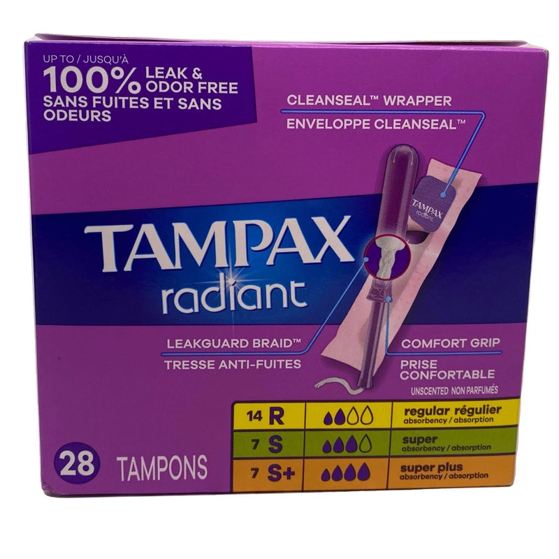Tampax Radiant Multipack Tampons 28 Count Regular Super Plus New