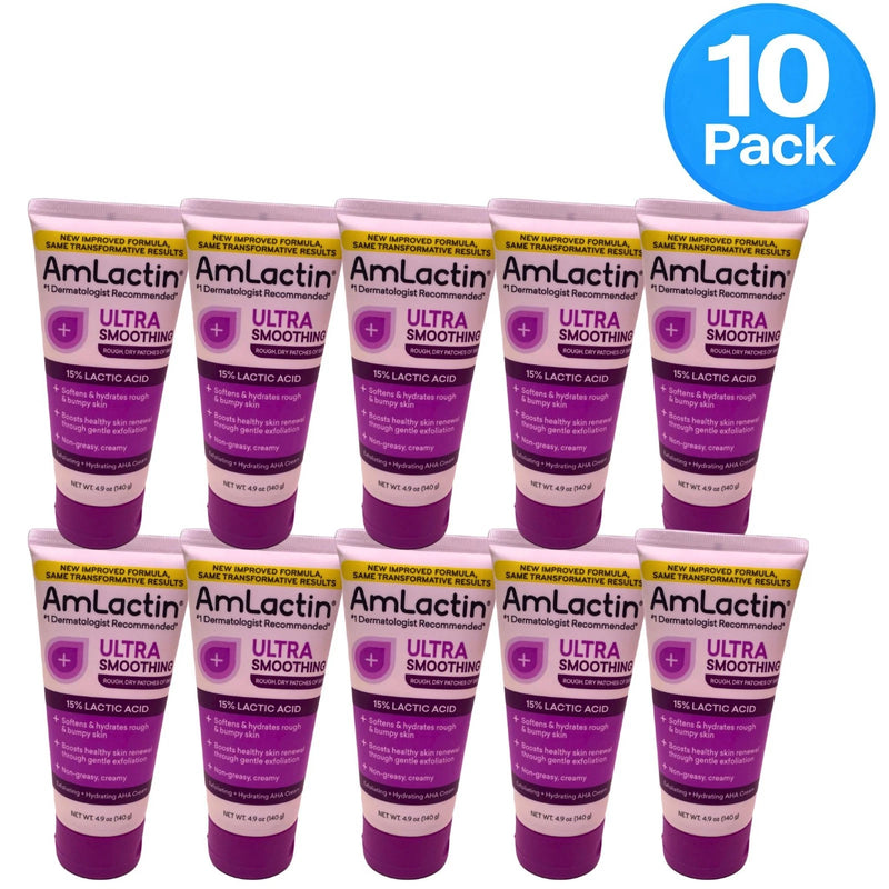 AmLactin Ultra Smoothing Cream 15% Lactic Acid Rough Dry Patches 4.9oz 10 Pack