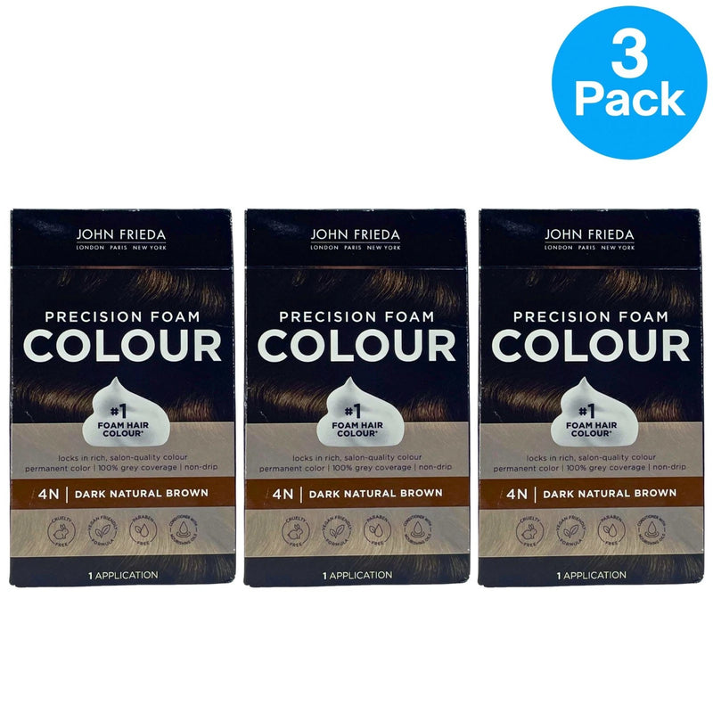 John Frieda Precision Foam Colour 4N Dark Natural Brown 3 Pack New