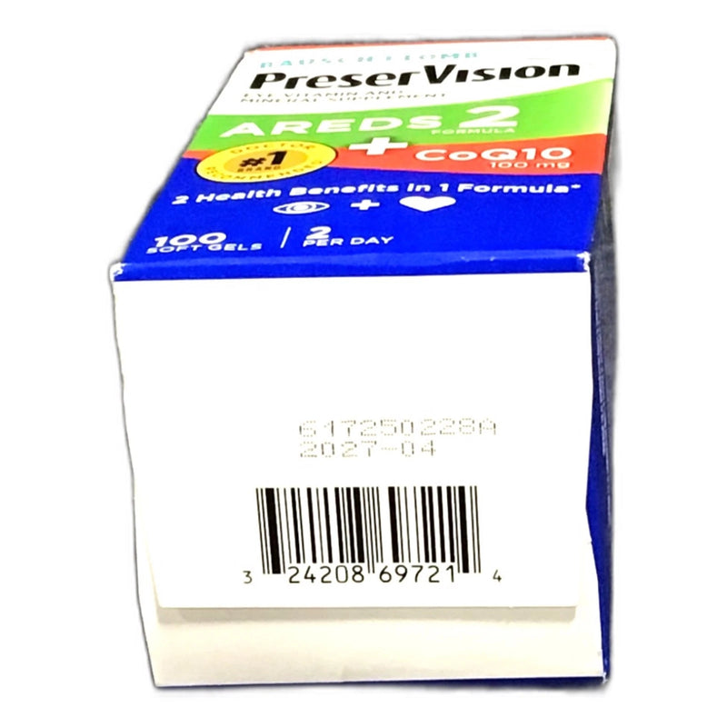 Bausch Lomb PreserVision AREDS 2 CoQ10 Eye Vitamin 100 Softgels Exp 04/27 New