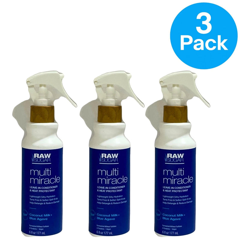 Raw Sugar Multi Miracle Leave-In Conditioner & Heat Protectant - 6oz - 3 Pack
