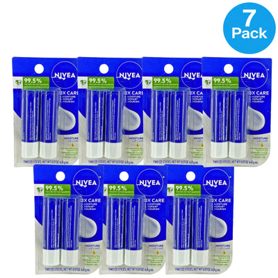 NIVEA Moisture Lip Care Dual Pack 0. 17 oz Sticks 7 Pack New