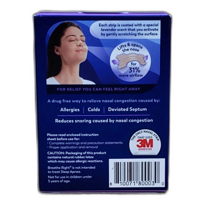 Breathe Right Nasal Strips Lavender Scented 52 Total Exp 06/30 Pack of 2 New