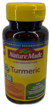 Nature Made High Absorption Turmeric 30 Support 60 Total Exp 05/27 Pack of 2 New