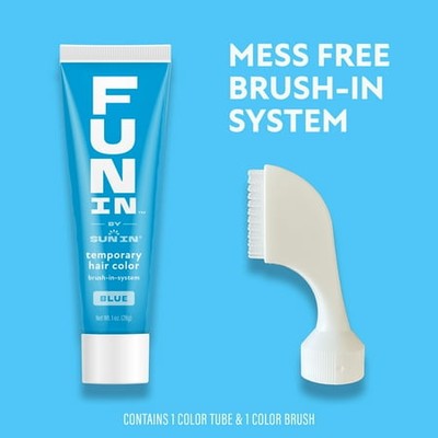 Fun In by Sun In – Temporary Hair Color Blue – Pack of 4 (1 oz each) NEW 9