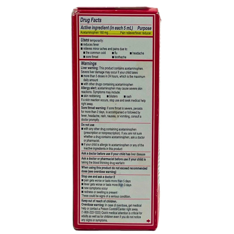 Children's Tylenol Pain + Fever Oral Suspension Dye-Free Natural Apple 2 Pack