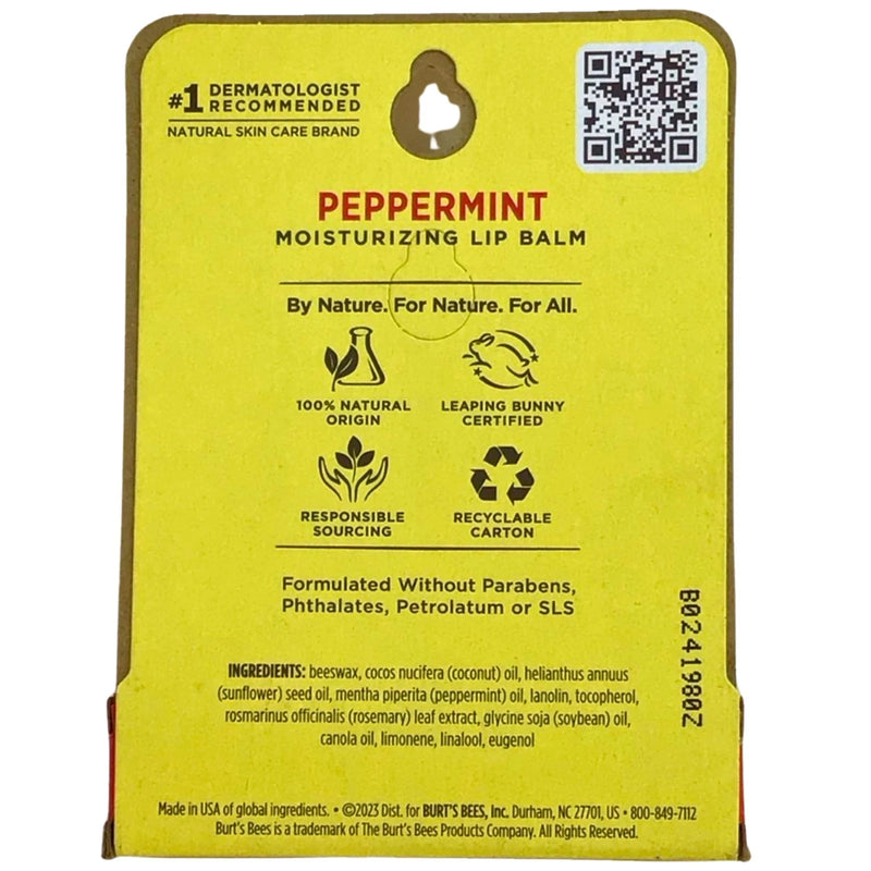 Burt's Bees Peppermint Moisturizing Lip Balm Limited Edition Cards 0.15 Oz 8 Pac