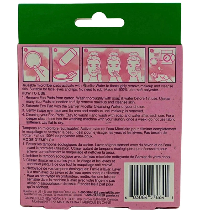 Garnier SkinActive Micellar Cleansing Eco Pads 3 Pads 5 Pack New