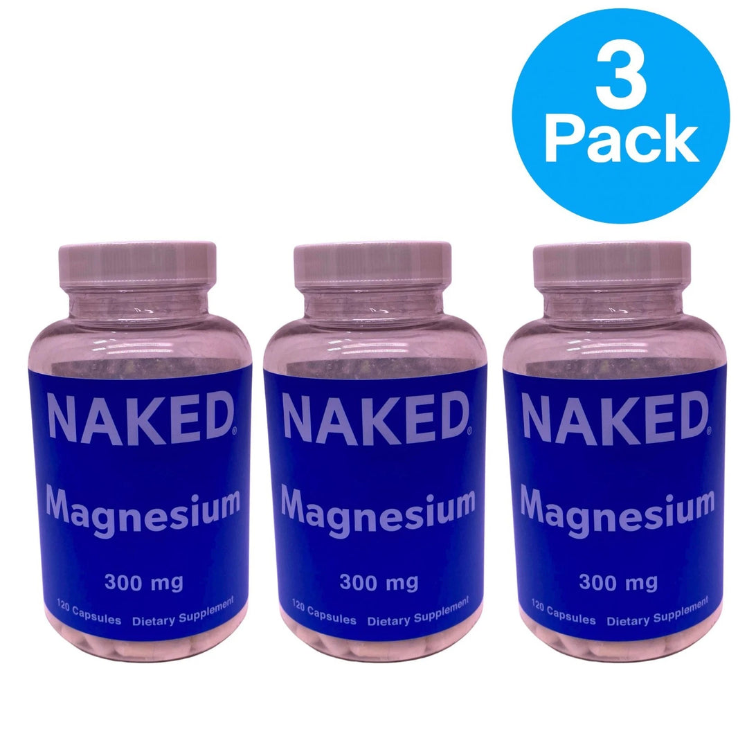 Naked Magnesium 300mg Dietary Supplement 120 Capsules 3 Pack Bundle Exp 09/27