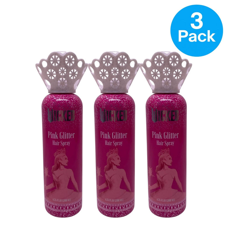 Wicked Pink Glitter Hair Spray 6.76 oz 3 Pack Party Styling New