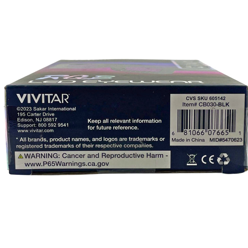 Vivitar RGB LED Eyewear Light Up Glasses 10 Animations USB Rechargeable 1 Pack