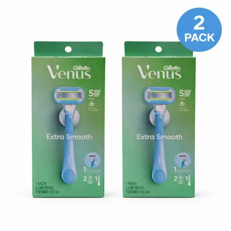 Gillette Venus Extra Smooth Razor Set with 2 Cartridges and Shower Holder 2 Pack
