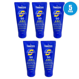 Coppertone SPORT Sunscreen SPF 50 Travel Size 3oz (Exp 03/27) 5Pk NEW