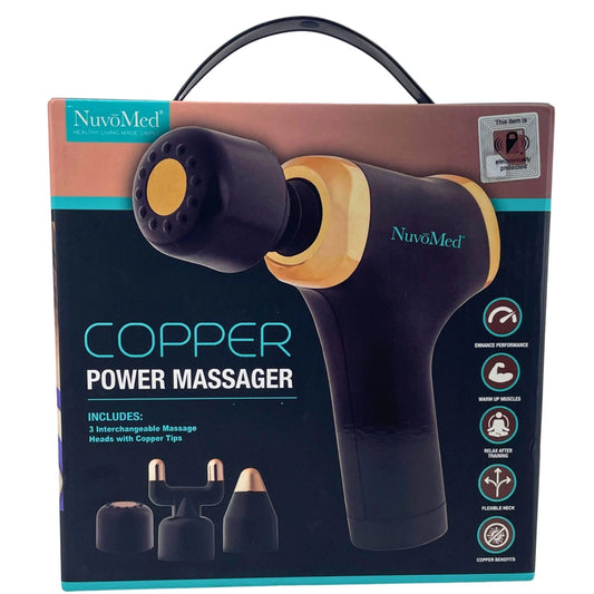 NuvoMed Copper Power Massager Handheld Rechargeable Muscle Gun 3 Heads 1 Pack