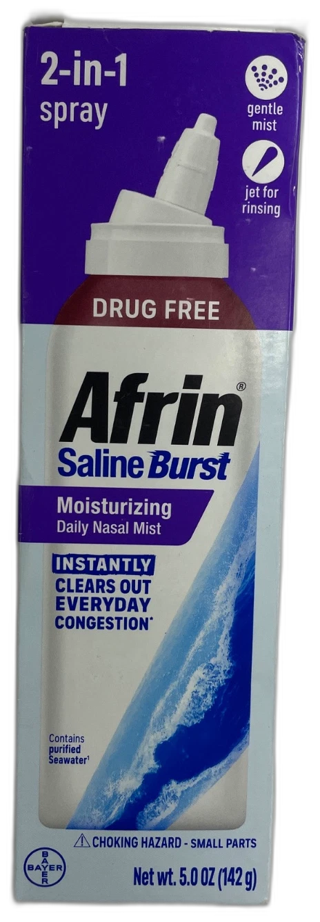 Afrin Saline Burst Moisturizing Daily Nasal Mist 5.0oz Exp 12/27 Pack of 2 New