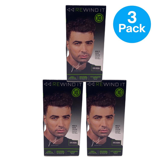 Rewind It 10 Men's Hair Color Dark Brown 3 Pack Single Application