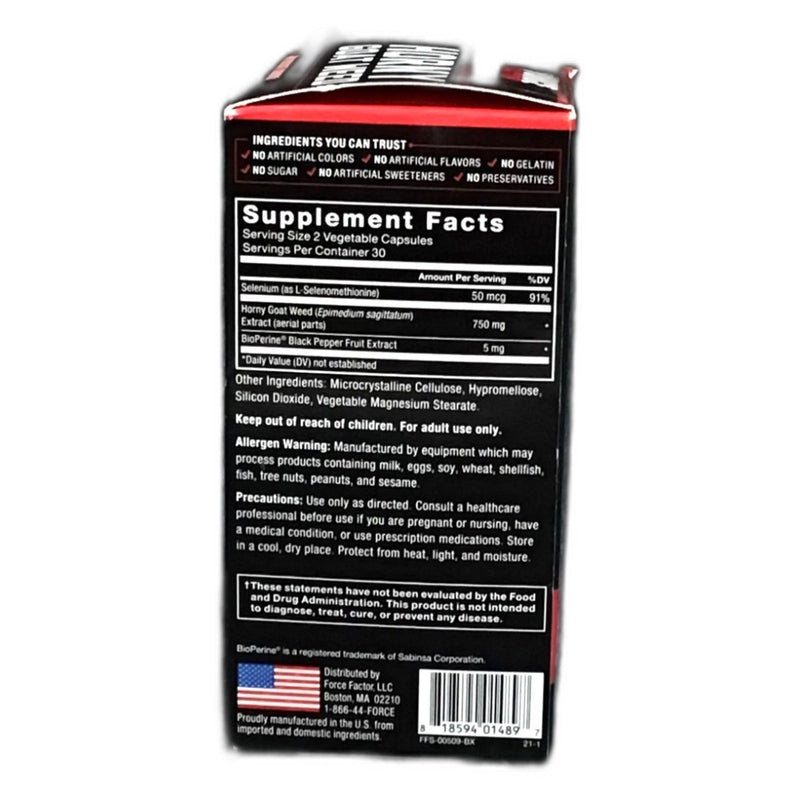 Force Factor Horny Goat Weed Black Pepper 750mg 60 Capsules Exp 07/28 New