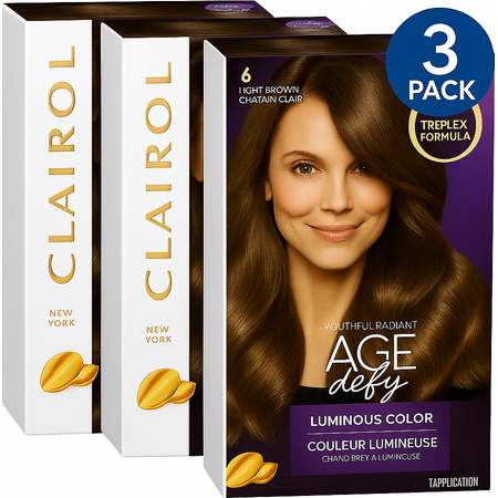 Clairol Age Defy Hair Color Light Brown 6 – 3 Pack – New