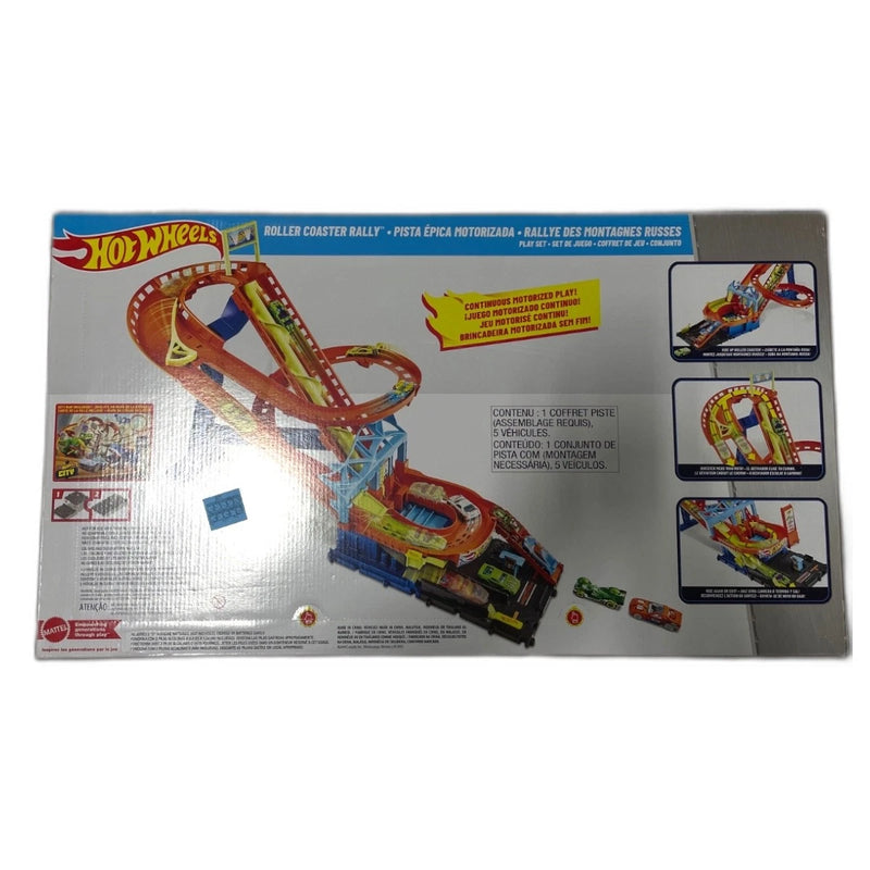 Hot Wheels Roller Coaster Rally Track Set with 5 Cars Box New