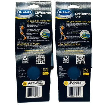 Dr. Scholl’s Orthotics Arthritis Pain Men- Size 8–12 – 2 Pack – New 2