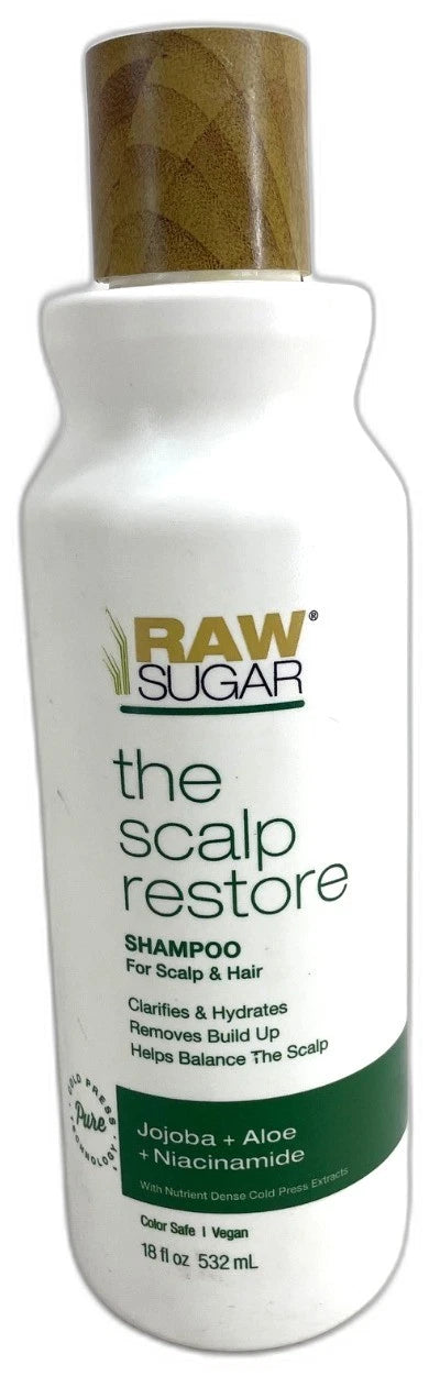 Raw Sugar Scalp Restore Shampoo Jojoba Aloe Niacinamide 18 Fl Oz Pack of 2 New