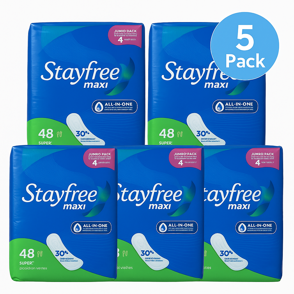 Stayfree Maxi Super Pads 48ct - 5 Pack New 1