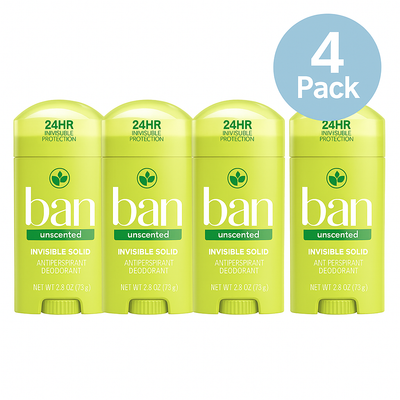 Ban Antiperspirant Deodorant – Pack of 4 (2.6 oz each) NEW