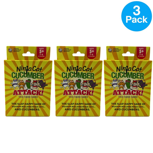 MoonSprocket Ninja Cat Cucumber Attack Card Game 3 Pack New