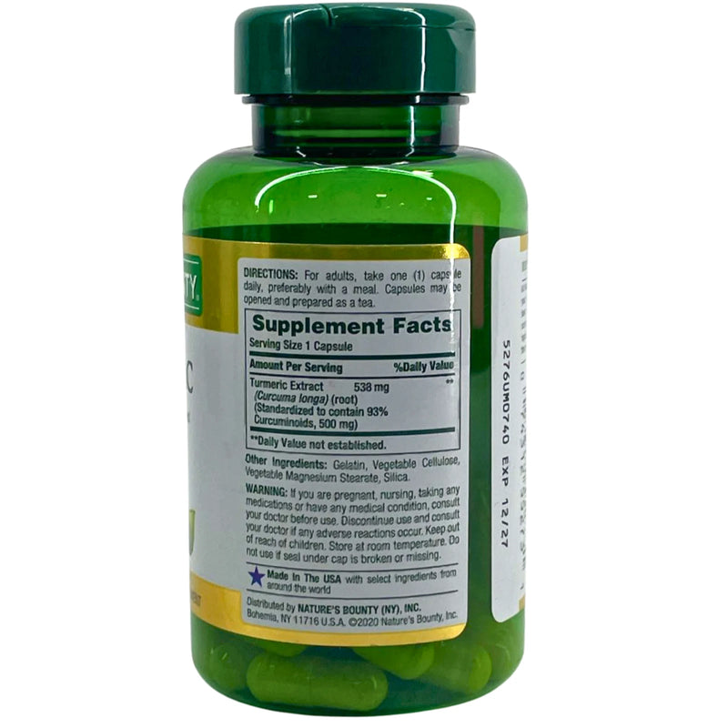 Nature's Bounty Turmeric 538mg Standardized Extract 45 Capsules Exp 12/27 3 Pack
