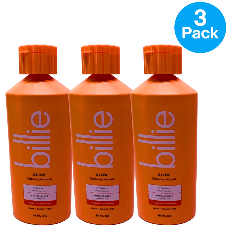 Billie Glow Brightening Body Wash Vitamin C Bright Citrus Woods 18 oz 3 Pack New