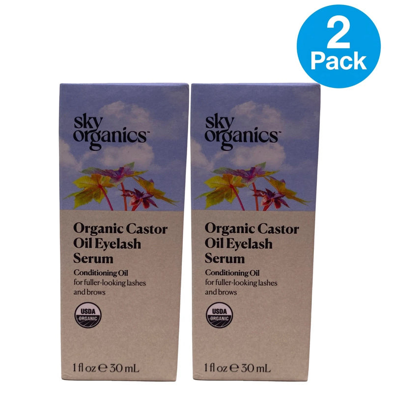 Sky Organics Organic Castor Oil Eyelash Serum 1 fl oz 2 Pack New