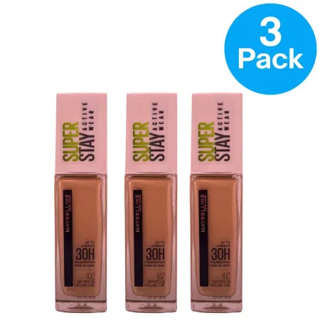 Maybelline Super Stay Active Wear Foundation 102 Fair Porcelain 3 Pack New