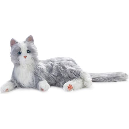 Joy For All Companion Pets A75945L00 Companion Pet Cat With 5 Languages On Box (Silver With White Mittens)