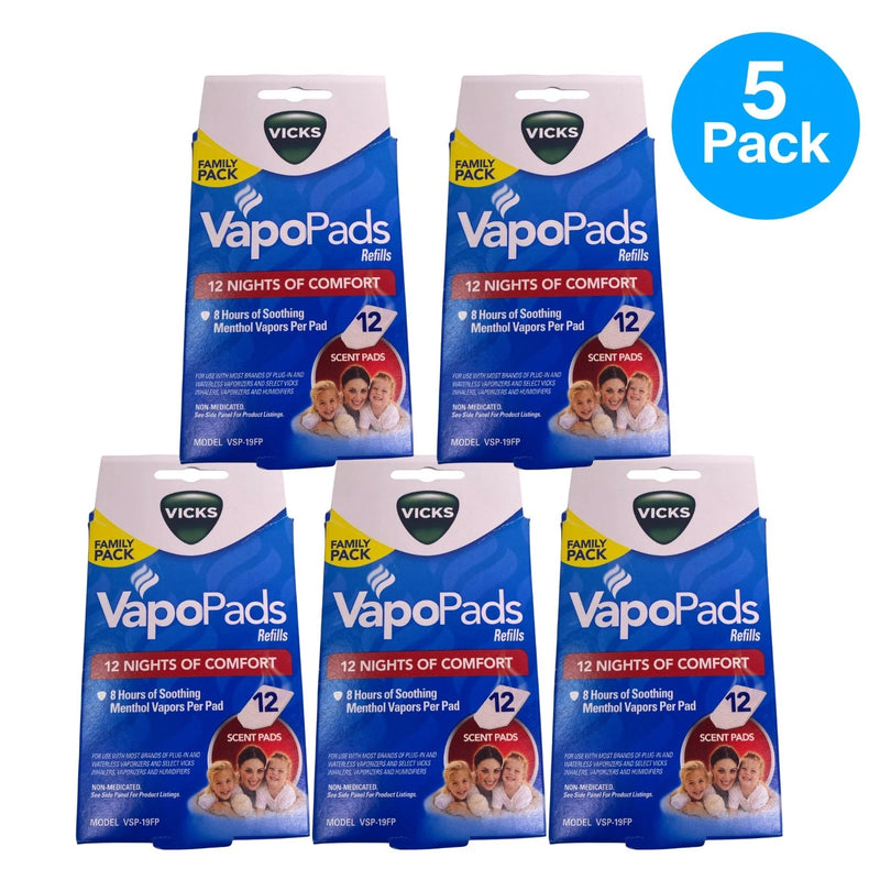 Vicks VapoPads Refills Menthol Scent 12 Ct 5 Pack New