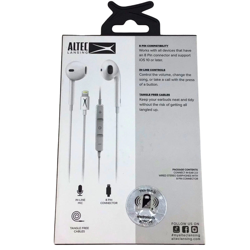 Altec Lansing Connect In-Ear 2.0 Wired Stereo Earphones 8-Pin Lightning Connecto