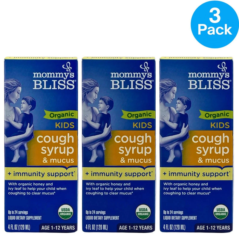 Mommy’s Bliss Organic Kids Cough Syrup & Mucus 4oz 3 Pack New Exp 02/2027