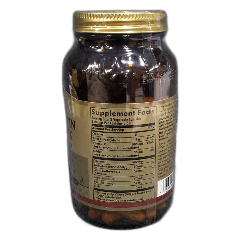 Solgar Quercetin Complex with Ester-C Plus 100 Vegetable Capsules Exp 06/27 New