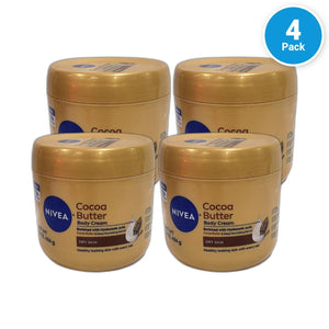 Nivea Cocoa Butter Body Cream Hyaluronic Acid Dry Skin 16oz Pack of 4 New