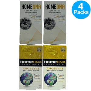 HomeDNA Ancestry Analysis + Report DNA Test Kit 4 Pack New